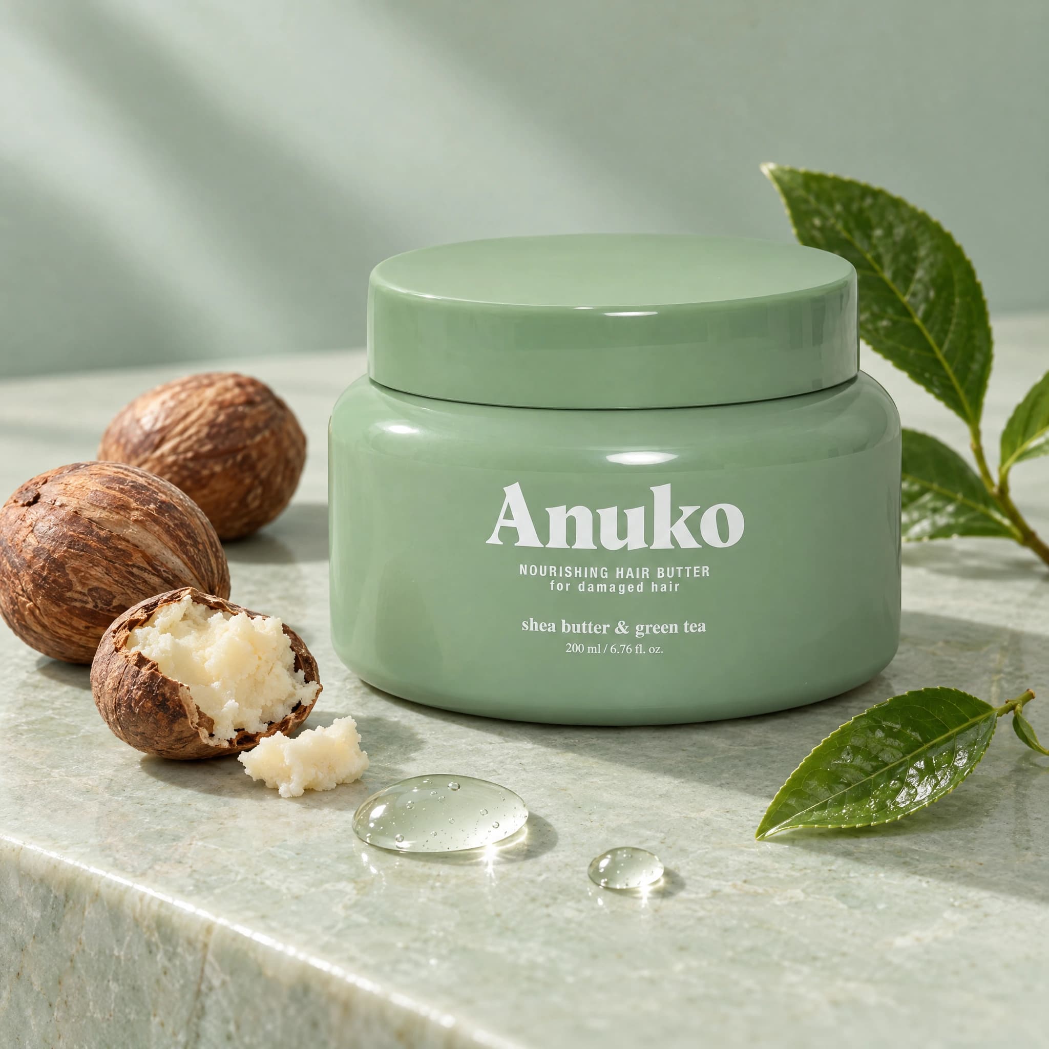 Anuko Hair Butter with shea nuts and green tea leaves