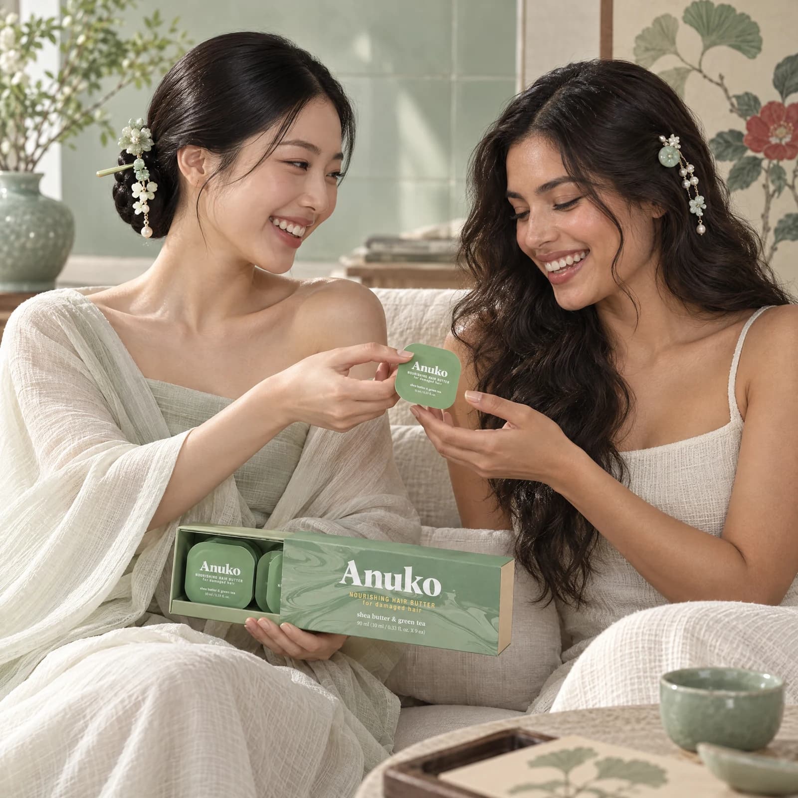 Two friends sharing one Travel Hair Butter capsule