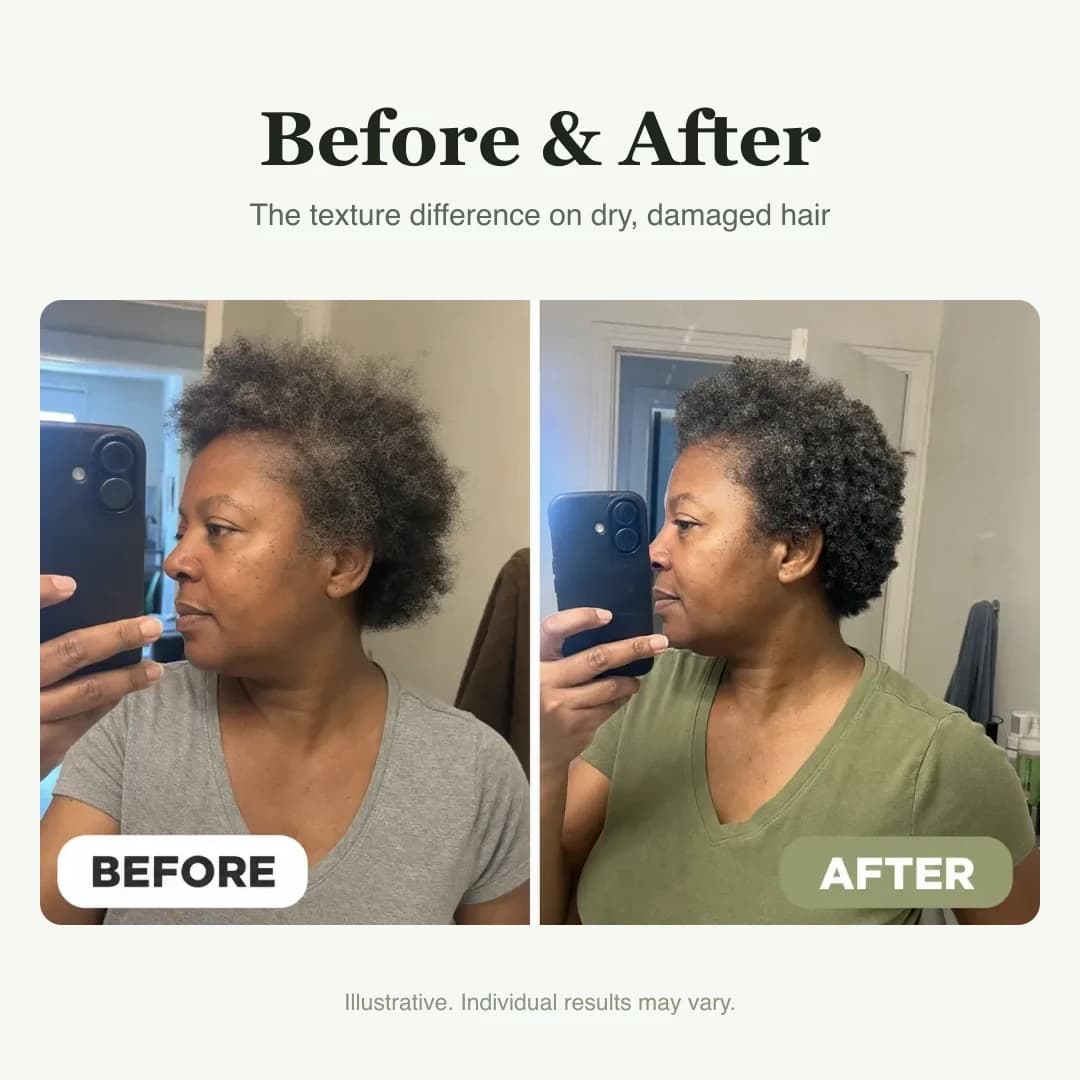 Two Anuko Nourishing Hair Butter 200 ml jars: Before and after: the texture difference (illustrative)