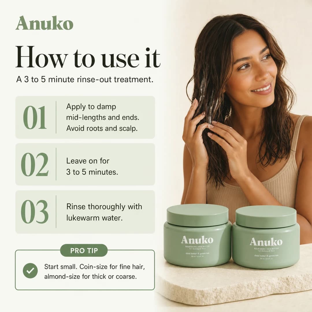 Two Anuko Nourishing Hair Butter 200 ml jars: How to use it